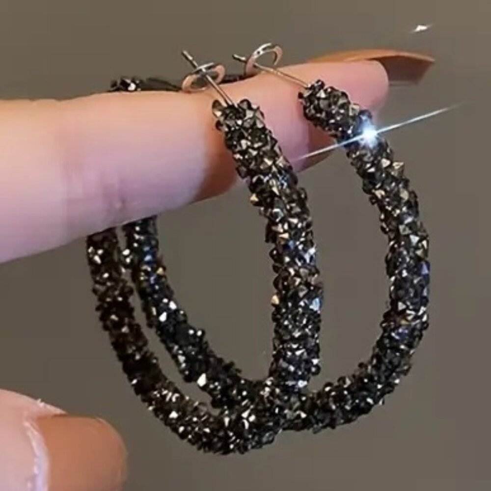 Crystal‎ Rhinestone Hoop Earrings